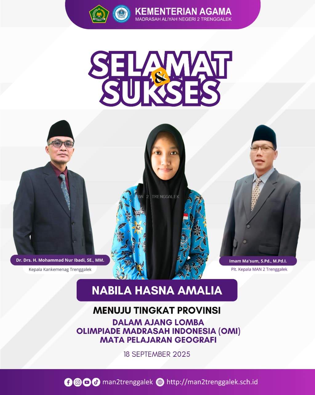 MAN 2 Trenggalek Kembali Mengukir Prestsi, Siswa MAN 2 Trenggalek Lolos Olimpiade Madrasah Indonesia Tingkat Provinsi